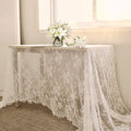 LuoluoHouse White Lace Tablecloth 6pcs Table Fabric 60x120 Inch for Rustic Boho Wedding Bridal Shower Party Decoration Rectangle Overlay Long Vintage Embroidered Reception Table Cloth Decor