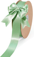 LaRibbons Sage Green Satin Ribbon 1 Inch 50 Yards Luxury Double Faced Green Silk Ribbon for Flower Bouquet Crafts Gift Wrapping Wedding Decoration