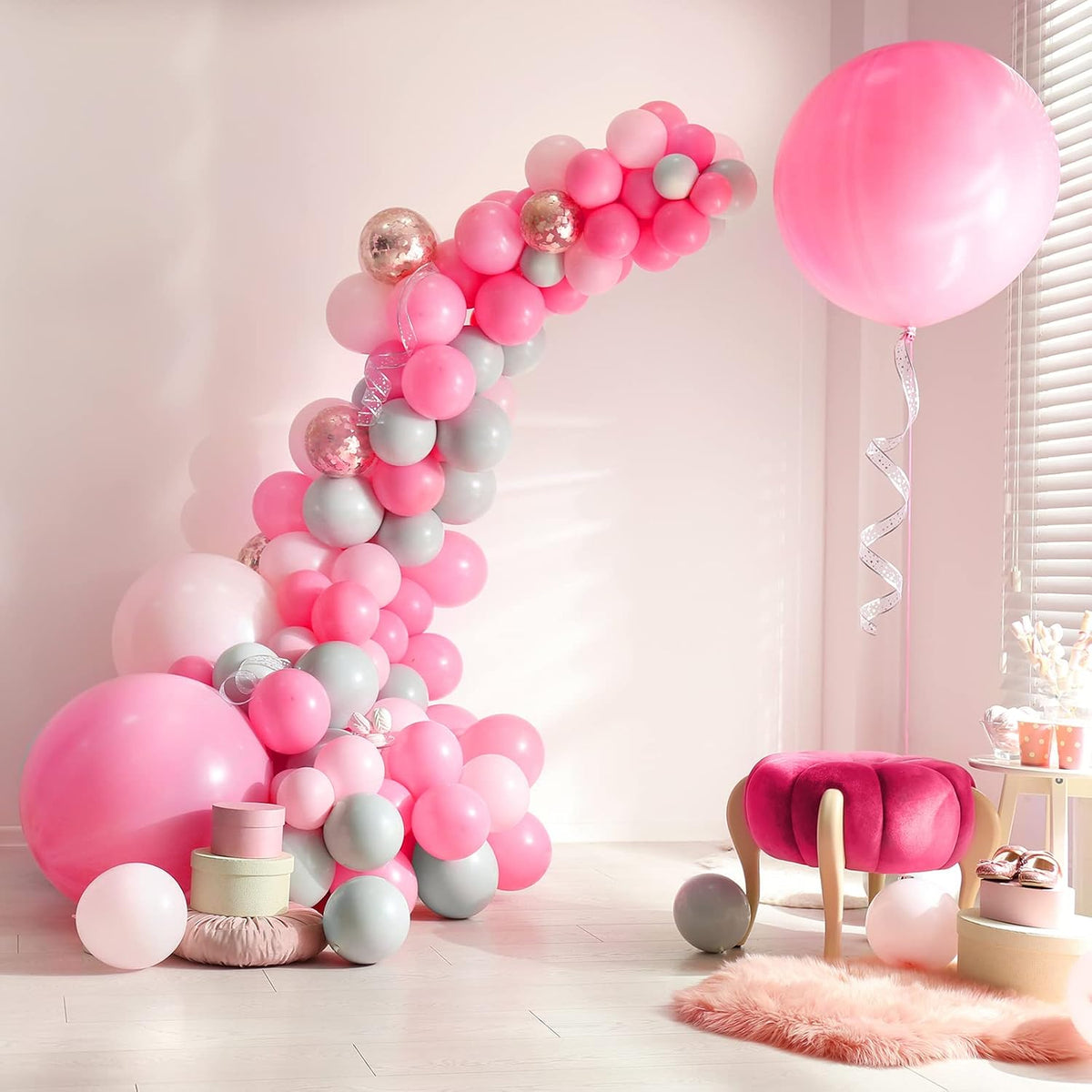 leitee 600 pcs hot pink balloons different sizes, package contents