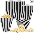 50 Pcs Popcorn Boxes Black and White Striped Cardboard Popcorn Container for Halloween Movie Nights Birthday Wedding(Black,White)