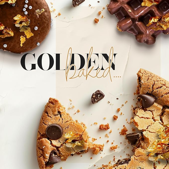BeePoint 24K Edible Gold Foil Flakes - 400mg Gold Flakes for Cake Decorating, Baking, Cooking, Cupcakes, Chocolates, Drinks - Edible Gold Sheets