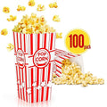 ZEEGO0 100-Pack Popcorn Boxes, Sturdy and Durable Popcorn Bucket, 7.75in Tall Large Capacity Containers, Cups & Bowls, Convenient Movie Night Supplies, Perfect for Families, Parties, Carnivals