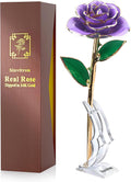 Sinvitron Gold Dipped Infinity Rose - Eternal Resin-Preserved Rose | Forever Flower Decor for Birthdays, Mother’s Day, Anniversaries | Unique Gift for Women, Mom, Wife (Lavender Purple)