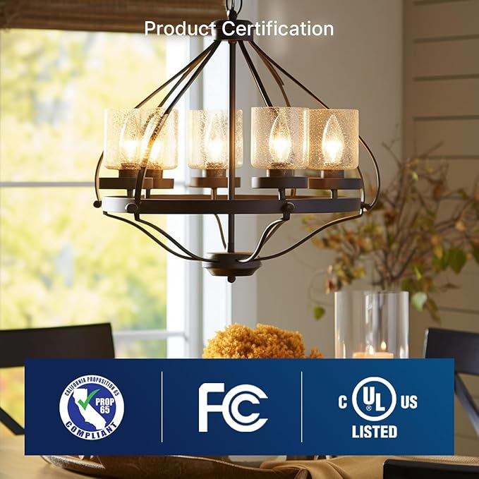 FLSNT 60W Equivalent LED Chandelier Light Bulbs, Dimmable LED B11 E12 Candelabra Base Bulbs, 3000K Warm White, 500LM, 6 Pack