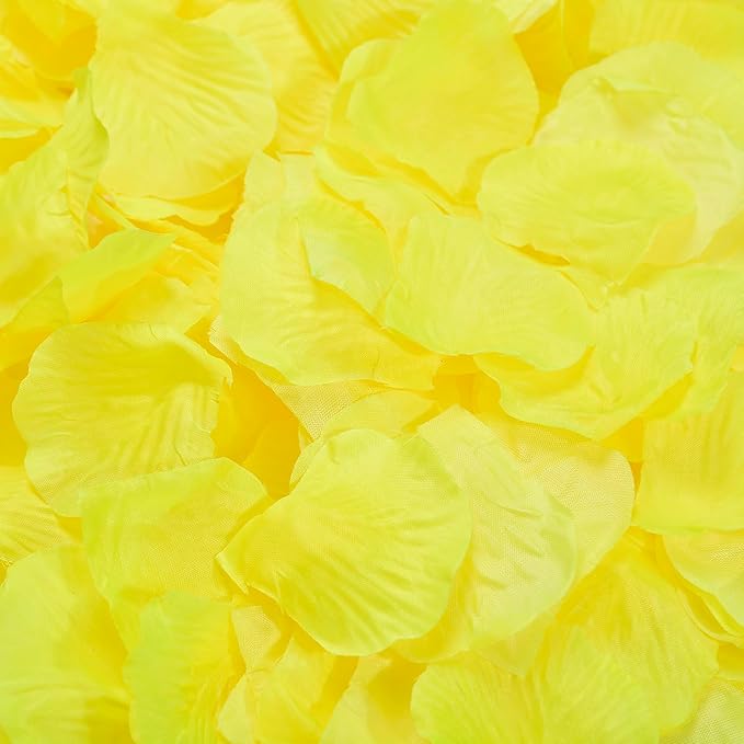 1000 Pcs Artificial Fake Rose Petals,Flower Petals for Romantic Night, Engagement, Party, Wedding, Event Flower Decorations, in Bulk(Yellow)