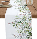 Botanical Eucalyptus Cotton Linen Table Runner for Dining Kitchen, Wedding Outdoor Party Tablerunners Decoration, Sage Green Leaves Elegant Floral Dresser Scarf Coffee Tablecloth Runners 13x90 Inches