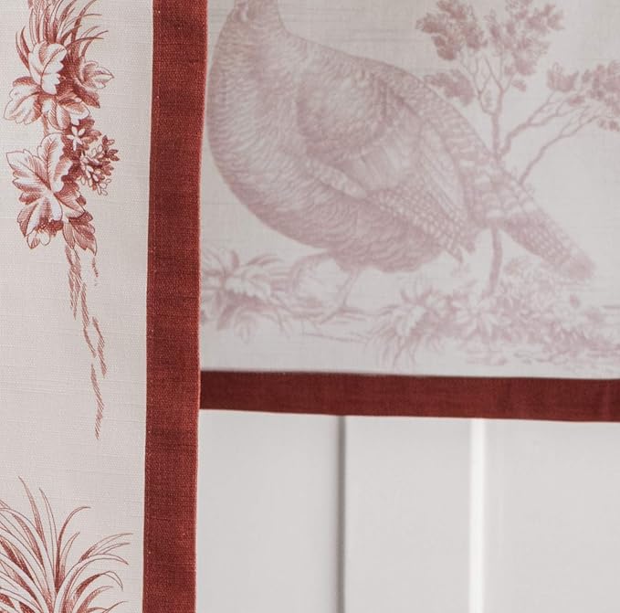 Maison d' Hermine Table Runner 100% Cotton Single Layer Table Runners 72 inches Long for Thanksgiving Christmas Decorations Home Kitchen Dining Party Wedding (Holy Jouy - Red, 14.5" x 72")