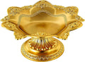 Golden Fruit Bowl for Kitchen Counter, Christmas Decorative Bowl for Home Decor, Serving Tray for Candy Dish Pedestal Floating Flowers Diwali Candles, Buddhist Offering Plate
