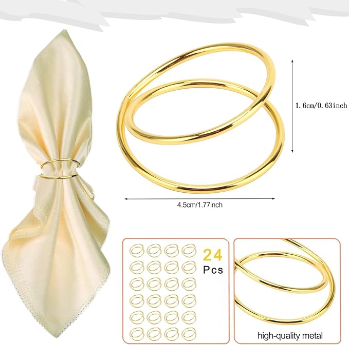 Gold Napkin Rings-24 PCS Metal Spiral Napkin Rings(Spiral) Napkin Holders Buckles for Family Dinner, Wedding, Party,Table Decorations