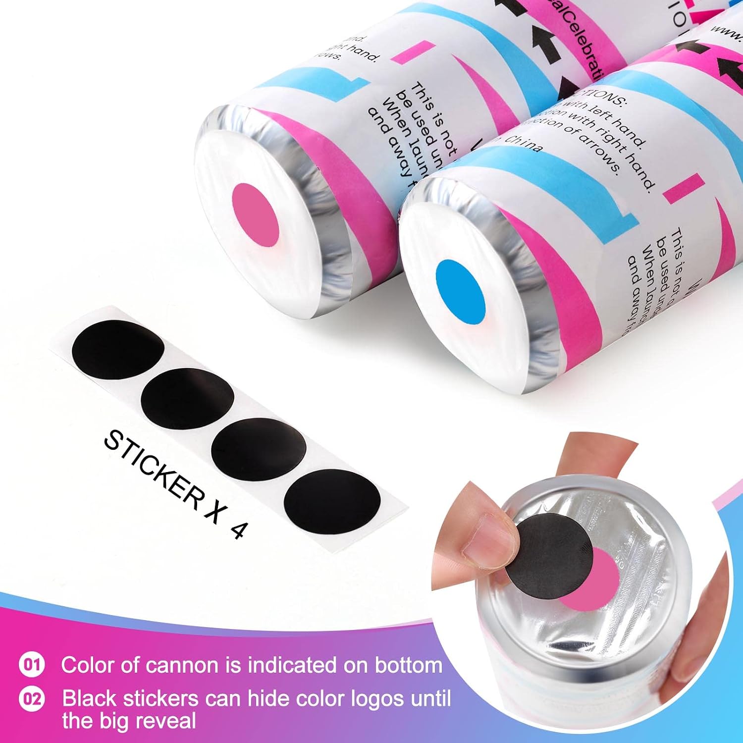 Premium Gender Reveal Confetti Cannon, Set of 4 Mixed (2 Blue 2 Pink) Gender Reveal Confetti Cannon Popper, for Gender Reveal Decorations and Baby Gender Reveal Party Supplies, Pink&blue