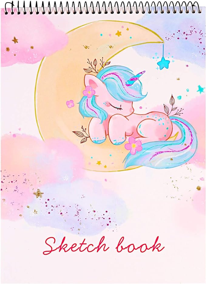 Sketch Book, 100 Pages (50 Sheets), Spiral Bound Artist Sketch Pad, Acid Free Drawing Paper for Drawing, Painting, Sketching or Doodling for Girls