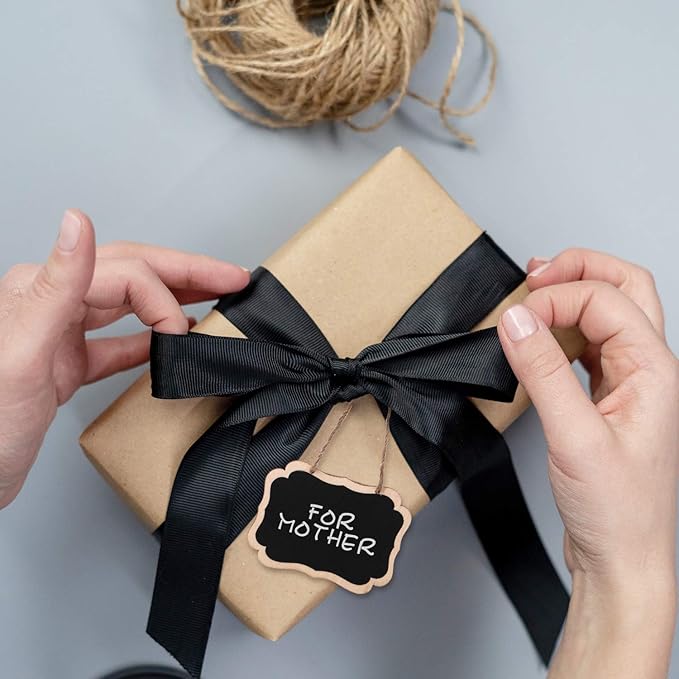 ONUPGO 20 Pack Chalkboard Tags with Liquid Chalk Marker, Double Sided Blackboard with Hanging String, Wooden Mini Erasable Chalkboard Signs, Hanging Chalkboard Labels, Price Tags, Message Tags