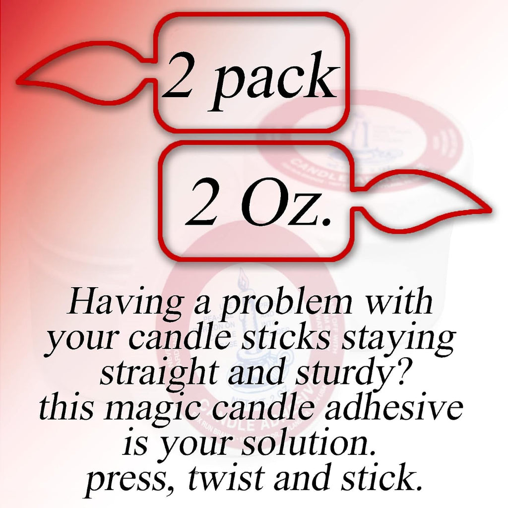 Stick-um Candle Adhesive - 2 pk Candle Stick Adhesive 2oz - Taper Candle Glue - Candle Stay Secure - Candlestick Adhesive - Stickum Candle Adhesive Stickum Grip - Candle Accessories