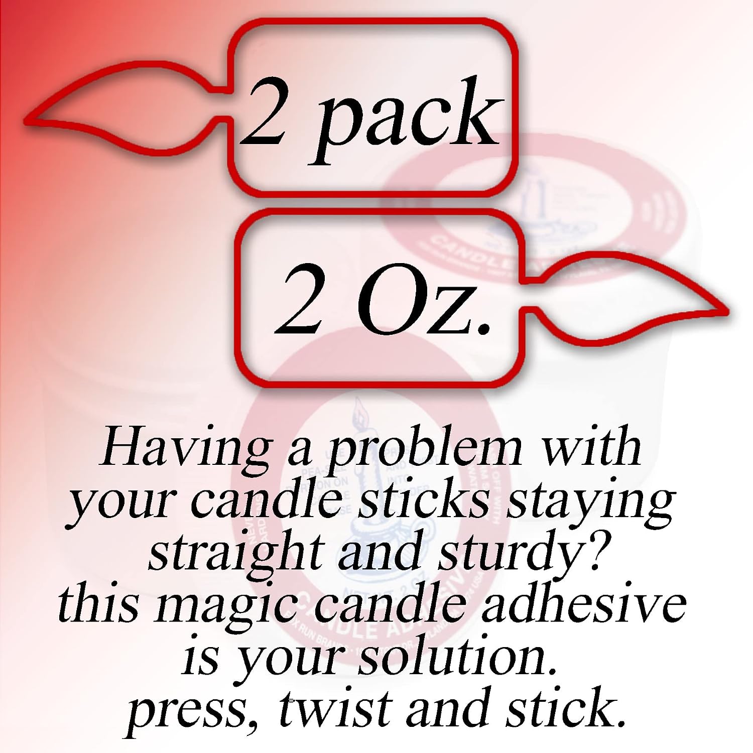 Stick-um Candle Adhesive - 2 pk Candle Stick Adhesive 2oz - Taper Candle Glue - Candle Stay Secure - Candlestick Adhesive - Stickum Candle Adhesive Stickum Grip - Candle Accessories