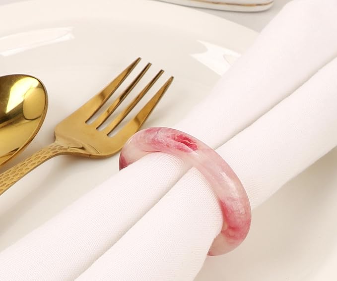Napkin Rings Set of 12 - Epoxy Resin Napkin Holder Cuffs for Dinner Table Décor - Farmhouse Modern Serviette Rings for Weddings, Parties, Receptions, Banquets, Daily Use (Pastel) - CLEENTABLE
