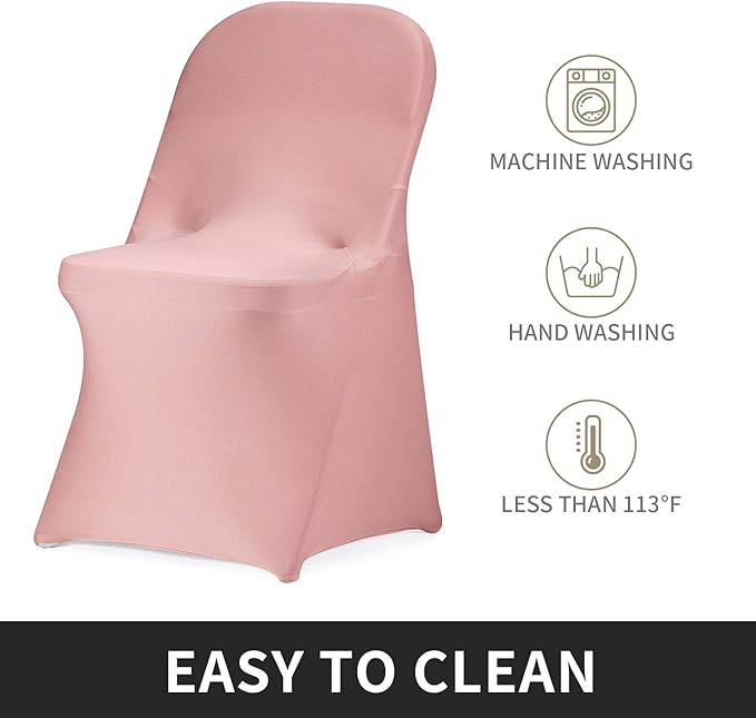 Peomeise Stretch Spandex Folding Chair Cover for Wedding Party Dining Banquet Event (Dusty Pink,6pcs)