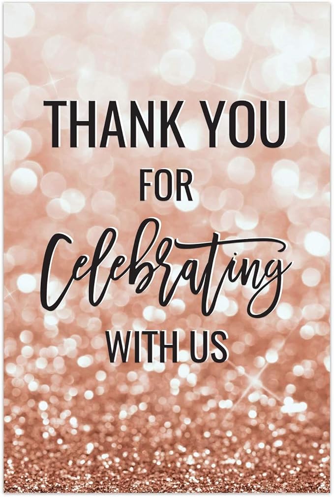 Andaz Press Extra Large Wedding Easel Board Party Sign, 12x18-inch, Glitzy Faux Rose Gold Glitter, Thank You for Celebrating With Us, 1-Pack
