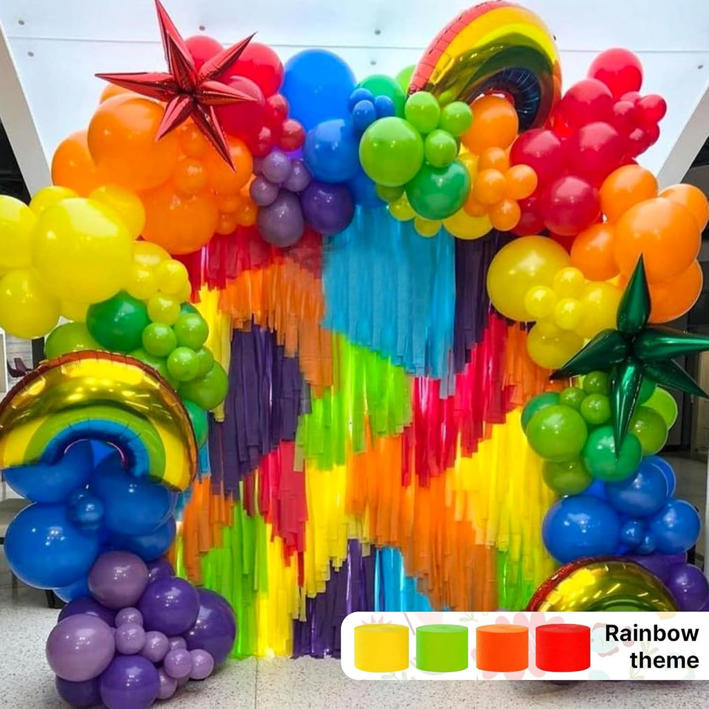 PartyWoo Crepe Paper Streamers 8pcs 656ft Pack of Rainbow Colorful Crepe Paper Streamers for Graduation Baby Shower Unicorn Fiesta Safari Flower Spring Rainbow Theme Birthday Party Decorations