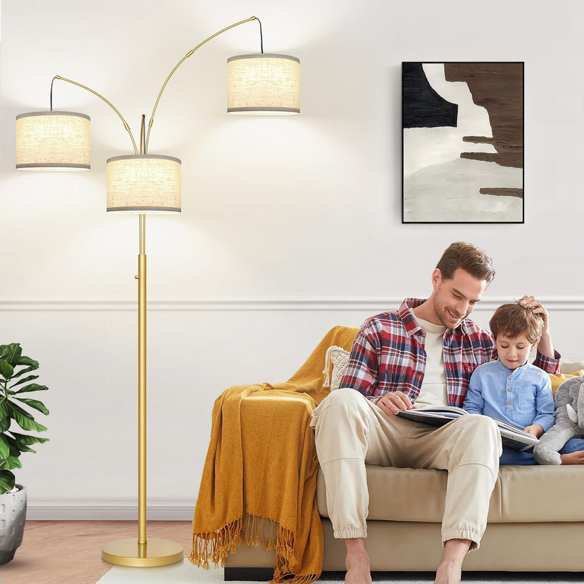 nintiue dimmable floor lamp - 3 lights gold, package contents
