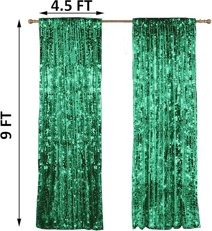 HH 9x9FT Green Big Sequin Backdrop Curtains, Sequin Photo Backdrop Payette Backdrop Curtain Panels, Shimmer Fabric Photography Backdrop for Wedding Party Christmas Decoration