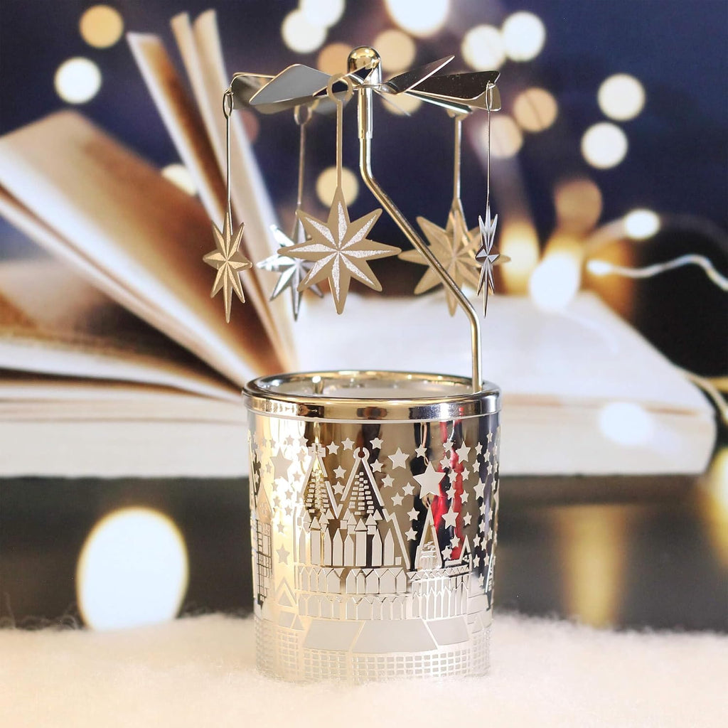 iLajao Candle Carousel Rotary Candle Holder Christmas Carousel Spinning Candleholder Metal Tealight Christmas Decoration Tables Centerpieces Valentine Easter Gifts (Moravian Star)