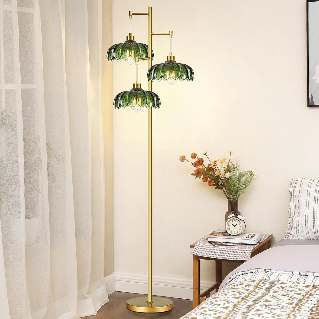 illmtw glass gold floor lamp for living room,bedroom,mid showing dimensions