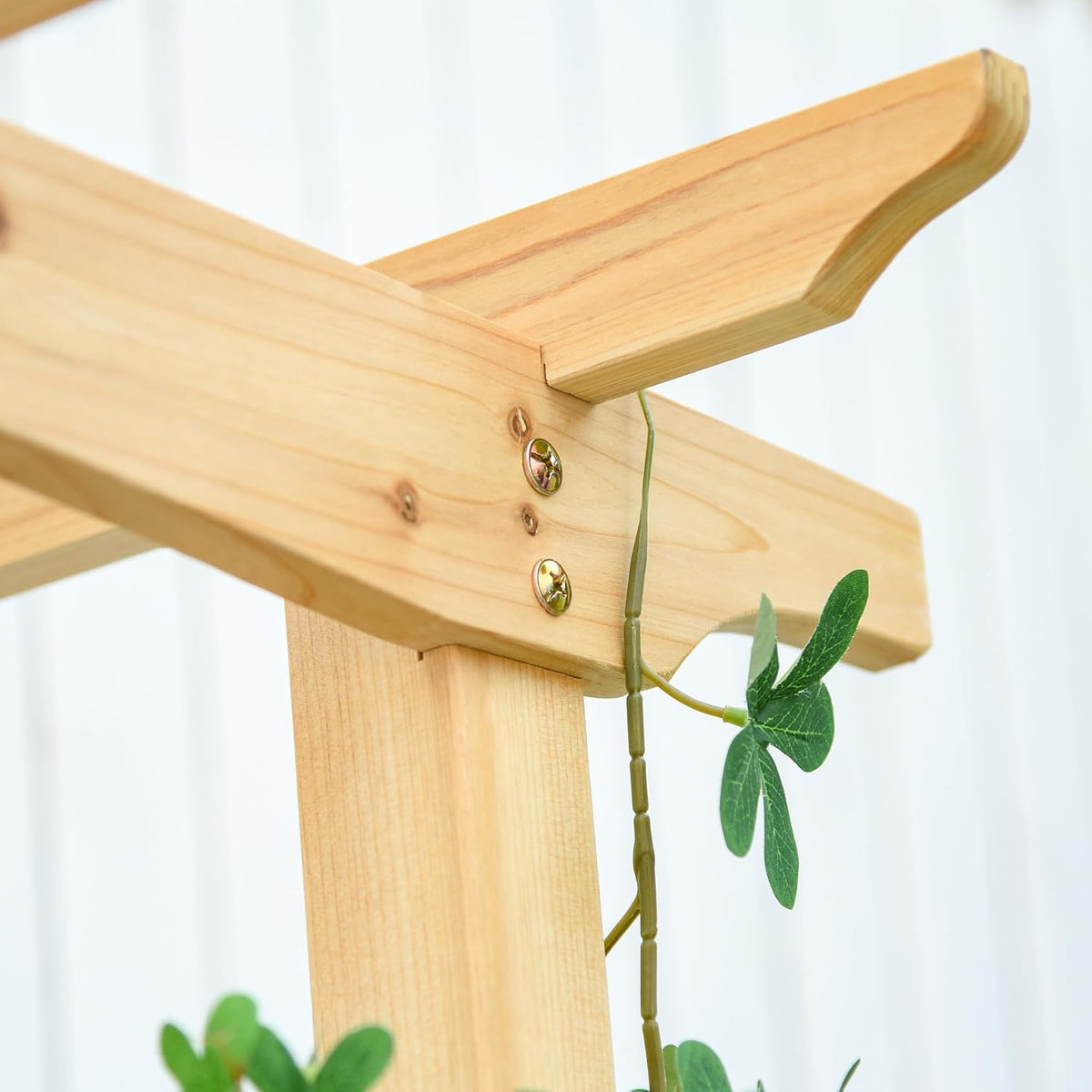 Outsunny Wooden Garden Arbor for Climbing Plants with Bench Natural