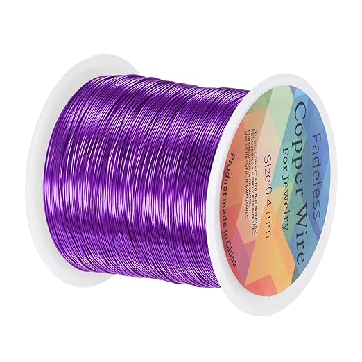 0.4mm Jewelry Wire, 26 Gauge 328FT Craft Wire Copper Beading Wire for Jewelry Making/Planting/Weaving/DIY Crafting, Soft Metal Wires [100M, Purple]