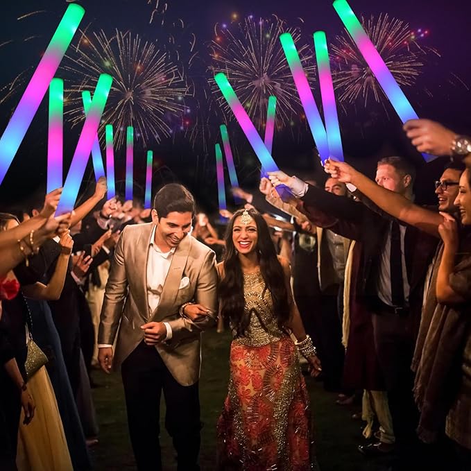 55 PCS Foam Glow Sticks, Foam Light Up Sticks Party Supplies with 3 Mode Colorful Flashing, Glow Sticks Bulk Party Pack, Led Foam Sticks for Birthday, Wedding, Halloween, Carnival, Concert