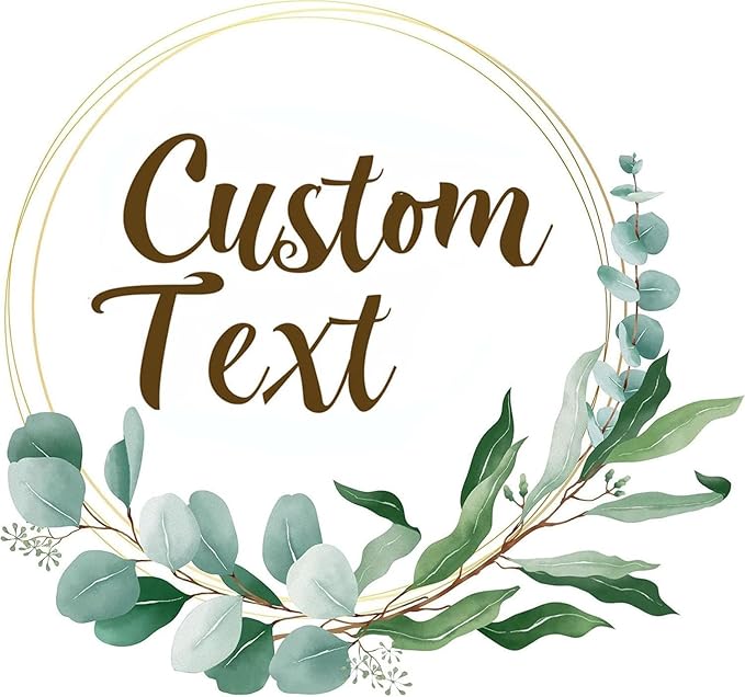 Custom Stickers for Weddings, Birthdays & Businesses - Personalized Labels with Your Logo - Waterproof, Fade and Heat Resistant - Pack of 100-1000 (Wreath B, 2 Inch)