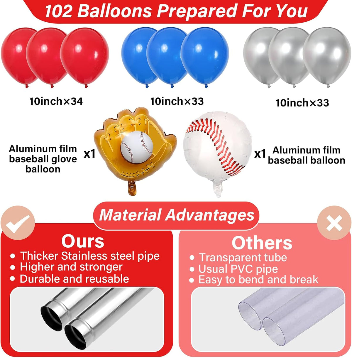 2 set baseball balloon column stand adjustable baseball, close-up detail