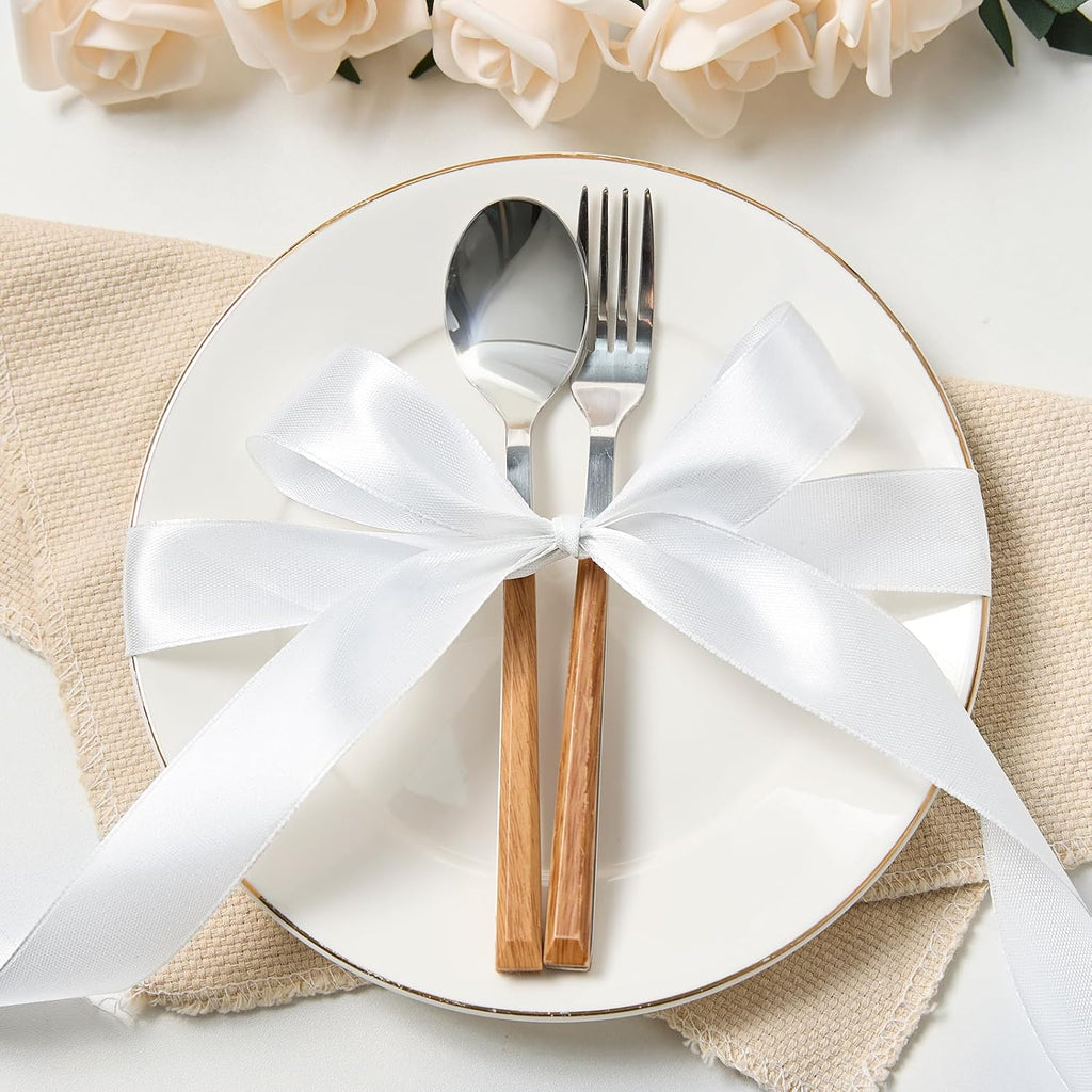 100 Yards 1 Inch White Satin Ribbon, Solid Craft Fabric Ribbon for Christmas Gift Wrapping, Bows Making, Flower Bouquet, Wedding Party Decoration