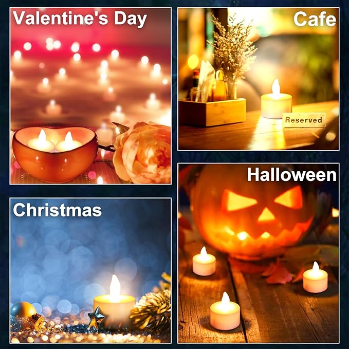 Rechargeable Tea Lights,Flameless LED Candles with Remote Timer,Battery Operated Tea Lights Flickering Votive Candle,for Home Restaurant,Holiday Party (12 Pack)