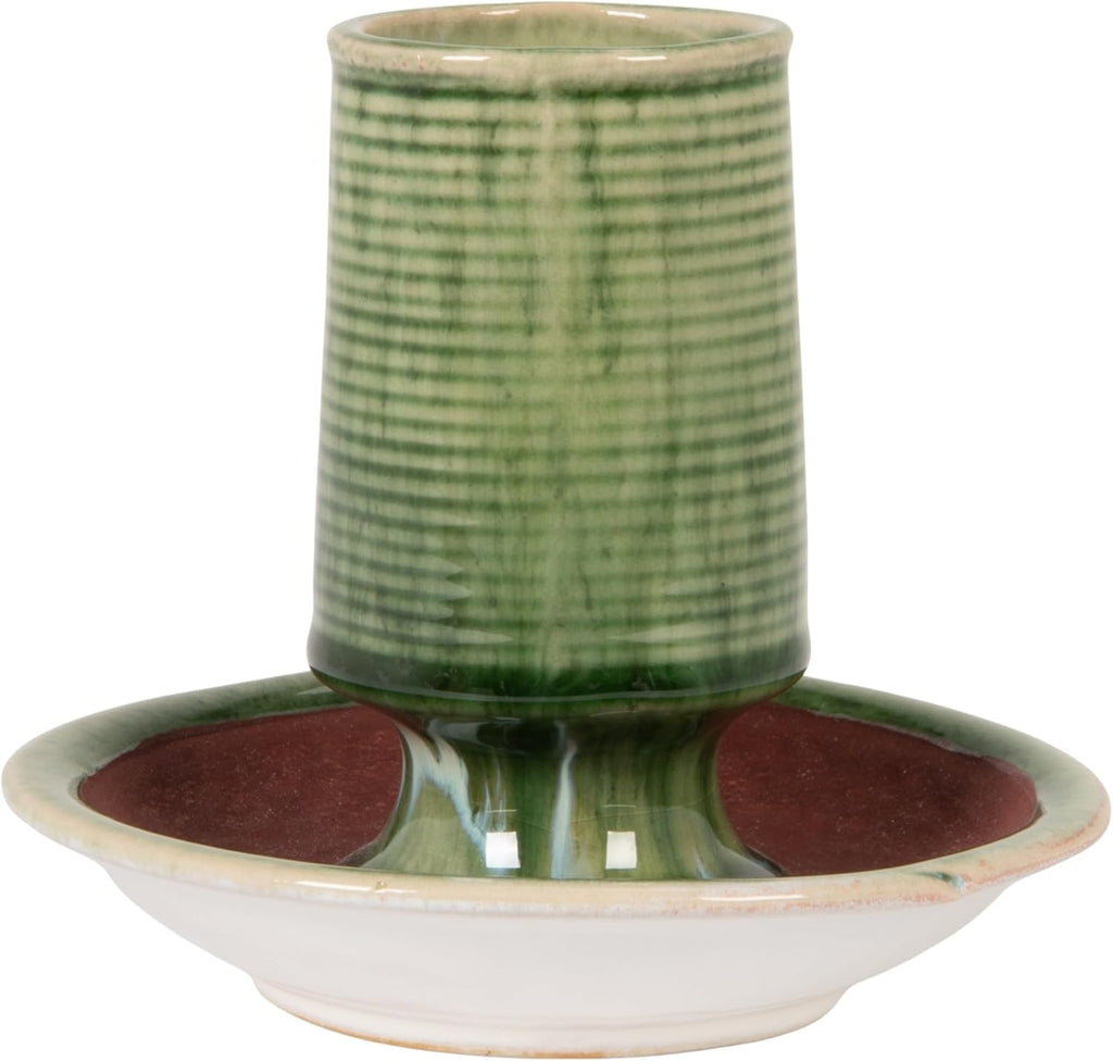 Creative Co-Op Stoneware Match Holder with Striker Plate, Reactive Glaze, Green (Each One Will Vary)