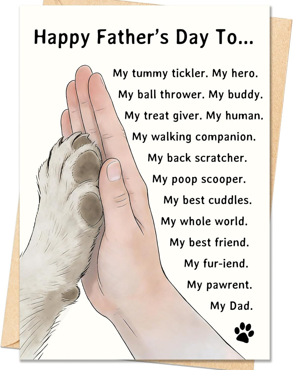IDU Fathers Day Card Gifts, Dog Dad Fathers Day Card Gift, Dog Dad Gifts for Men Husband, Happy Father's Day Cards Decorations from Dog with Envelope