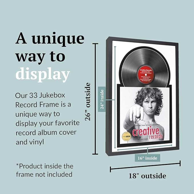 Creative Picture Frames 16" x 24" Jukebox Vinyl Frame Display with Double White-Black Matting, LP Record Album Frame for Wall Decor, White/Black, Pack of 4