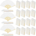 MCEAST 120 Pieces Wedding Handheld Paper Fans White Bamboo Folding Paper Fan with 120 Organza Bags Foldable Cool Wedding Favors Wedding Fans for Guests Party Favors DIY Decoration