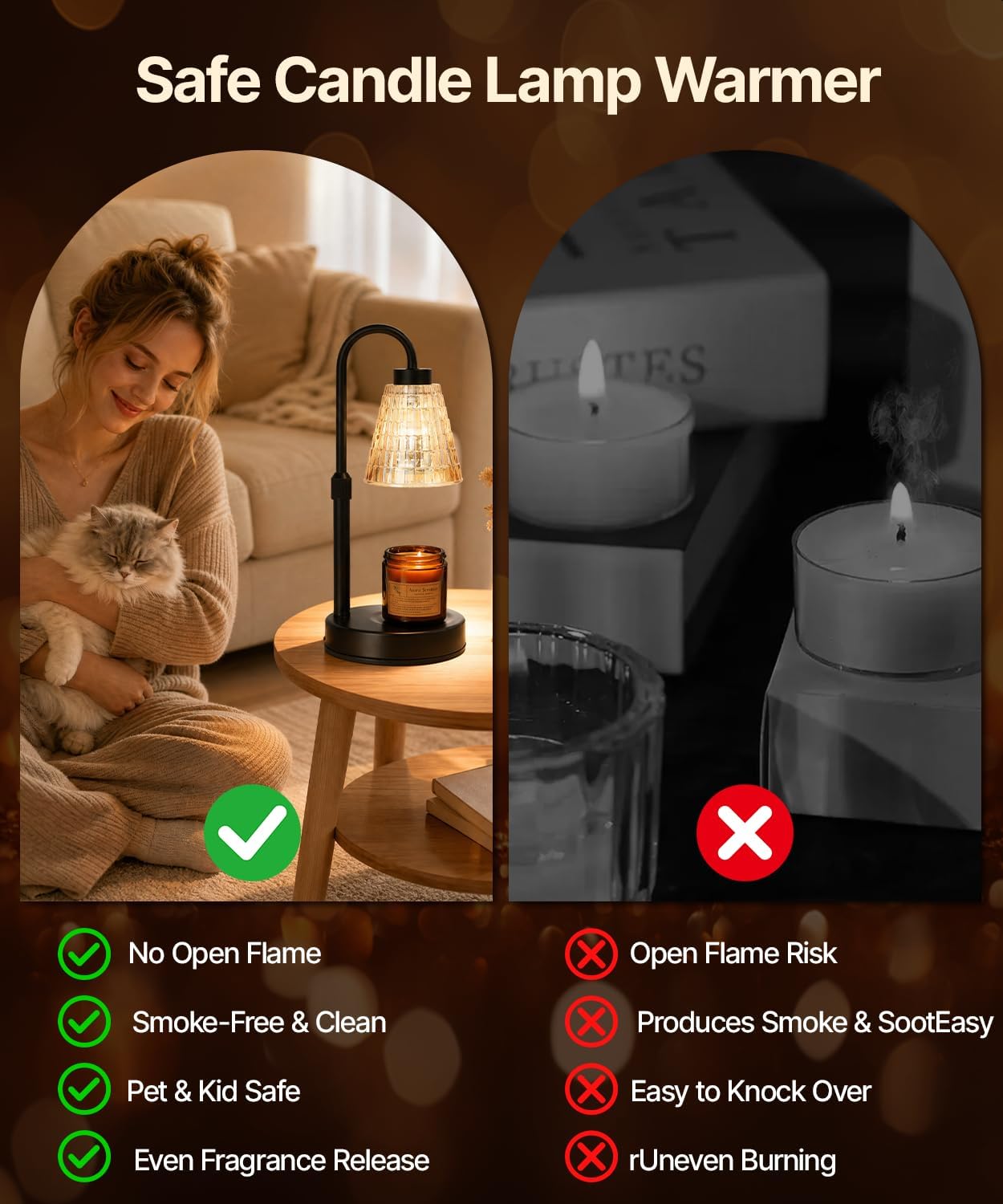 Candle Warmer Lamp with Remote Control Timer Dimmer - Wax Melt Warmer with 2 Bulbs, Adjustable Height, Birthday Gifts for Mom Women, House Warming Gifts New Home Decor (Round)