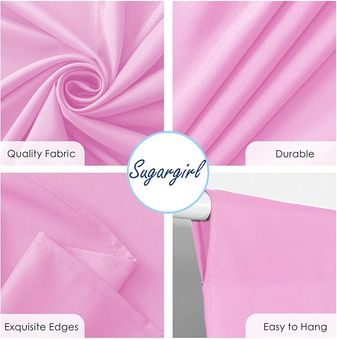 Sugargirl 10x10FT Pink Backdrop Curtains Polyester Photo Backdrop Drapes Curtains 2 Panels with Rod Pockets for Party Birthday Wedding Photography Home Decoration