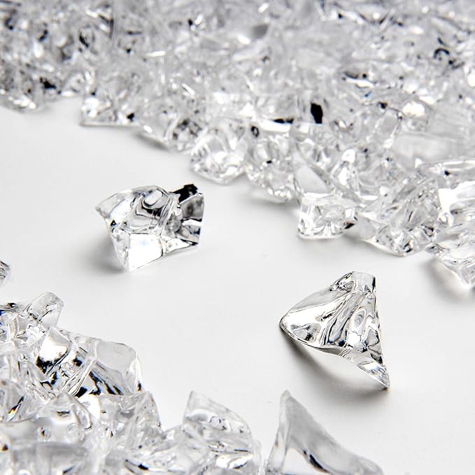 1000Pcs Vase Fillers, Crystal Beads Stones Crafts Small Clear Fake Ice Cubes Acrylic Rock Diamond Stones Clear Rocks Crystals Acrylic for Christmas Decor Home Wedding Birthday Decoration Arts & Crafts