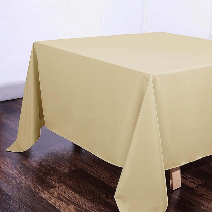 Efavormart 90" Square Polyester Table Overlay for Wedding Kitchen Dining Events - Champagne