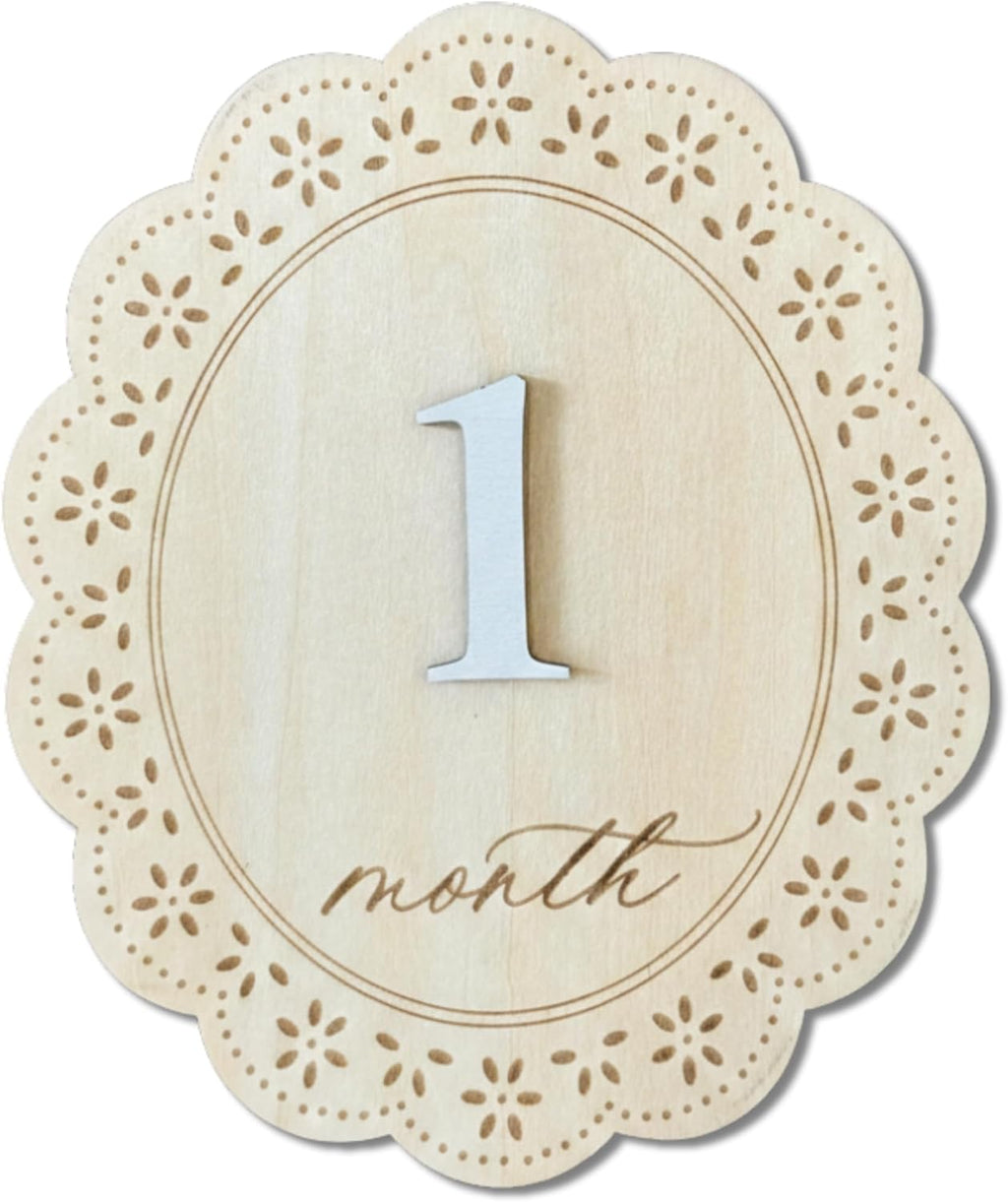 Baby Girl Monthly Milestone Signs, 1-12 Monthly Baby Milestone Girl, Newborn Photography Props Double-Sided, Nursery Decor for Girls (M03)