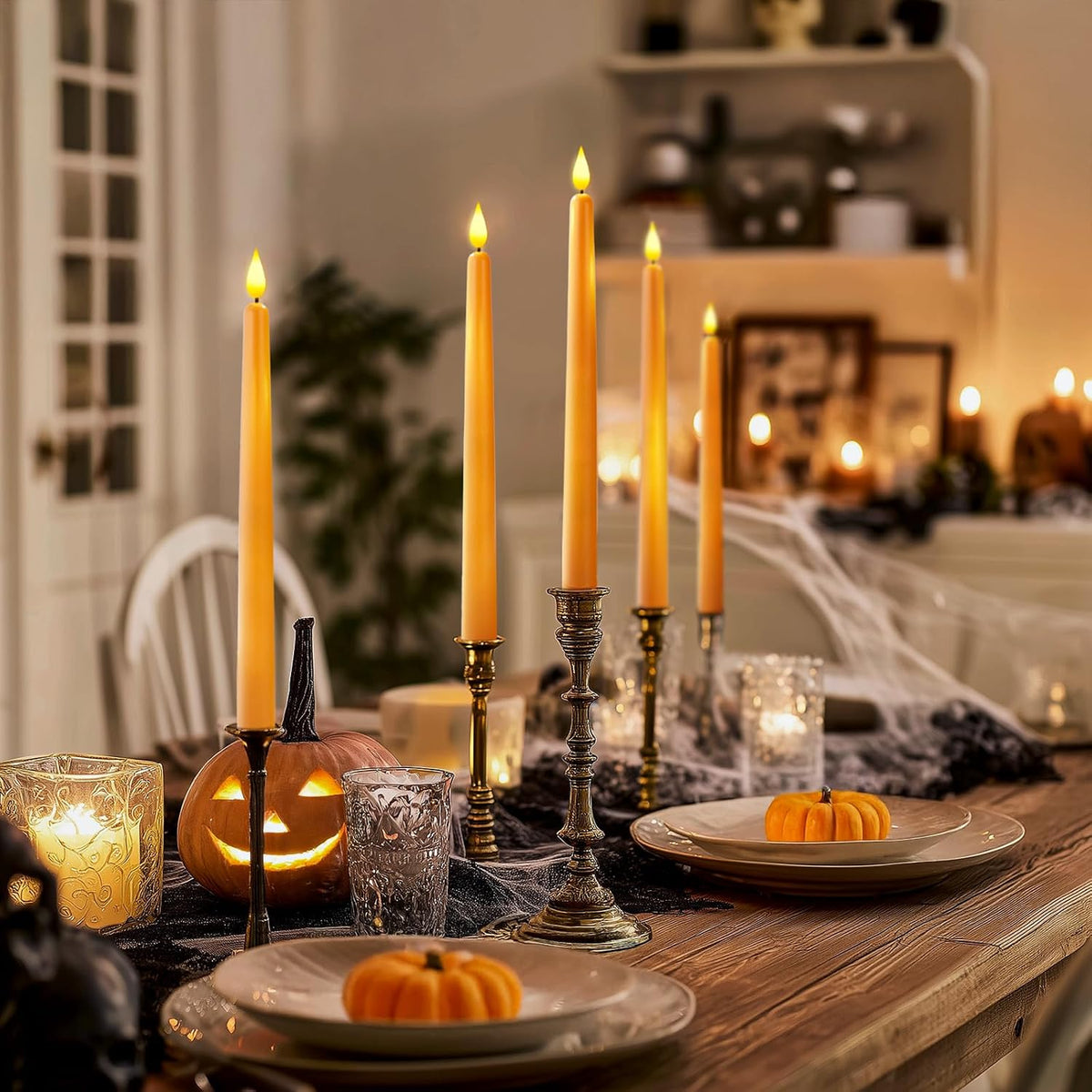 Homemory 12 Pcs Flameless Taper Candles with Remote Timer Dimmer, 11 inches O...