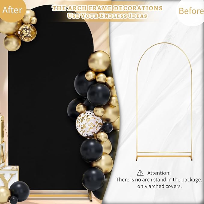 Black Arch Backdrop Cover 2.2ft x 5ft Fitted Spandex Arch Cover Balloon Arch Backdrop Fabric for Wedding Party Stage Decoations