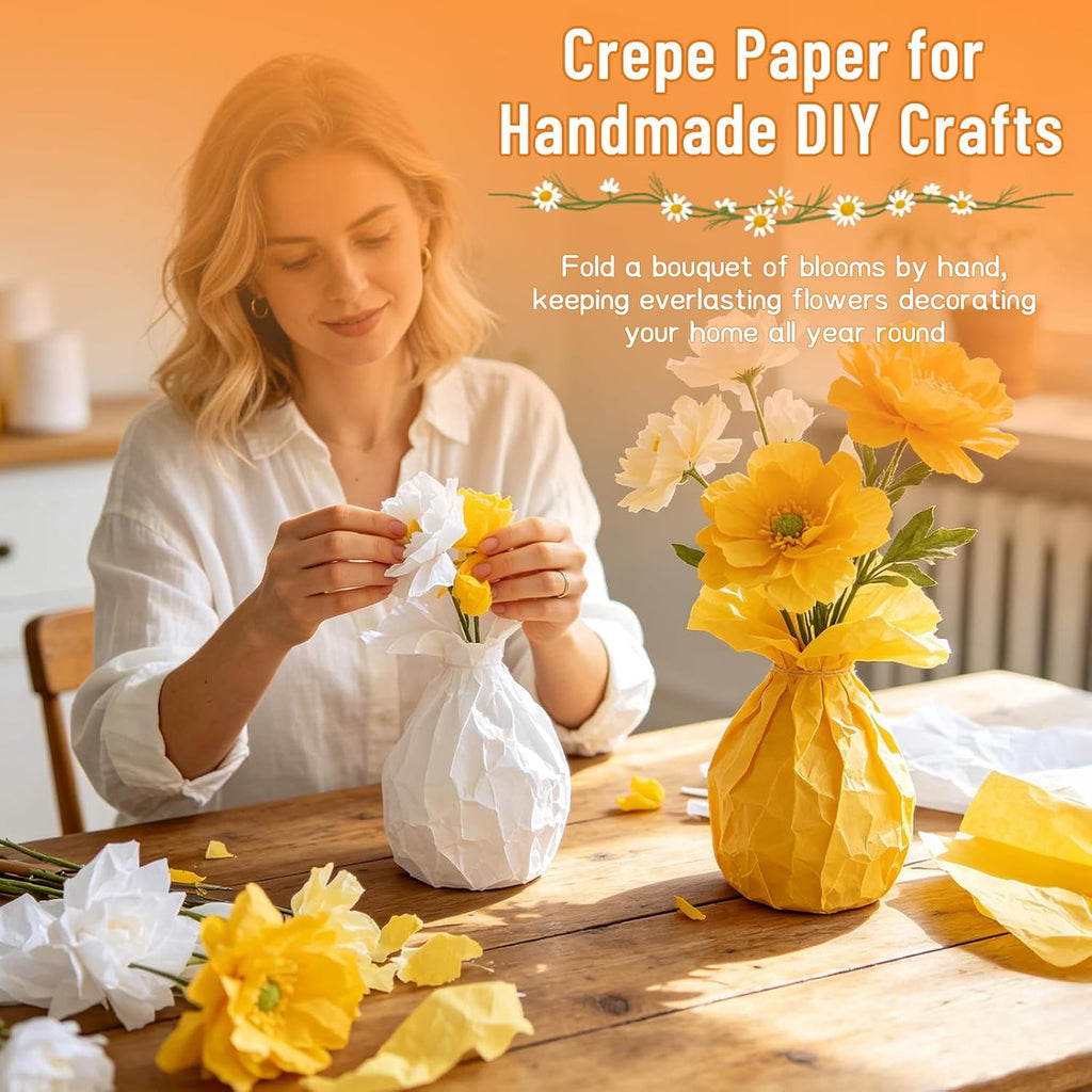 Jmuiiu Light Champagne Crepe Paper, 16.9 Inch Wide 7.9ft Long Crepe Paper for Flower Making, Valentine's Day, Wedding Ceremony, DIY Craft Birthday Halloween Party and Large Festival Decoration