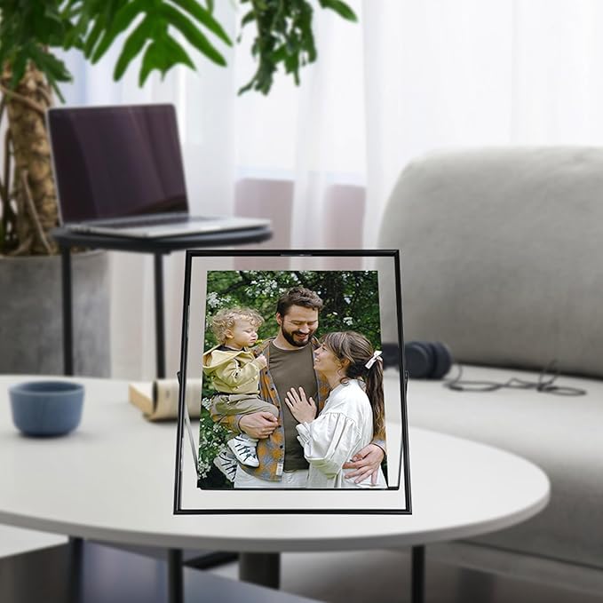 Black Floating Frame, 10"x12", Vertical, For Picture 9x11, 8.5x11, 8x10, 7x9, Tabletop Shelf Photo Frames, Classy Gift For Thanksgiving, Wedding, or Birthday