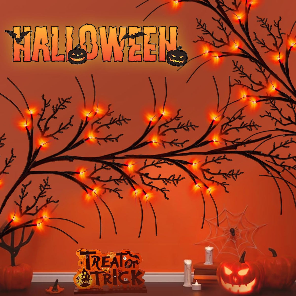 [8 modes & timer] 9 ft halloween garland showing dimensions