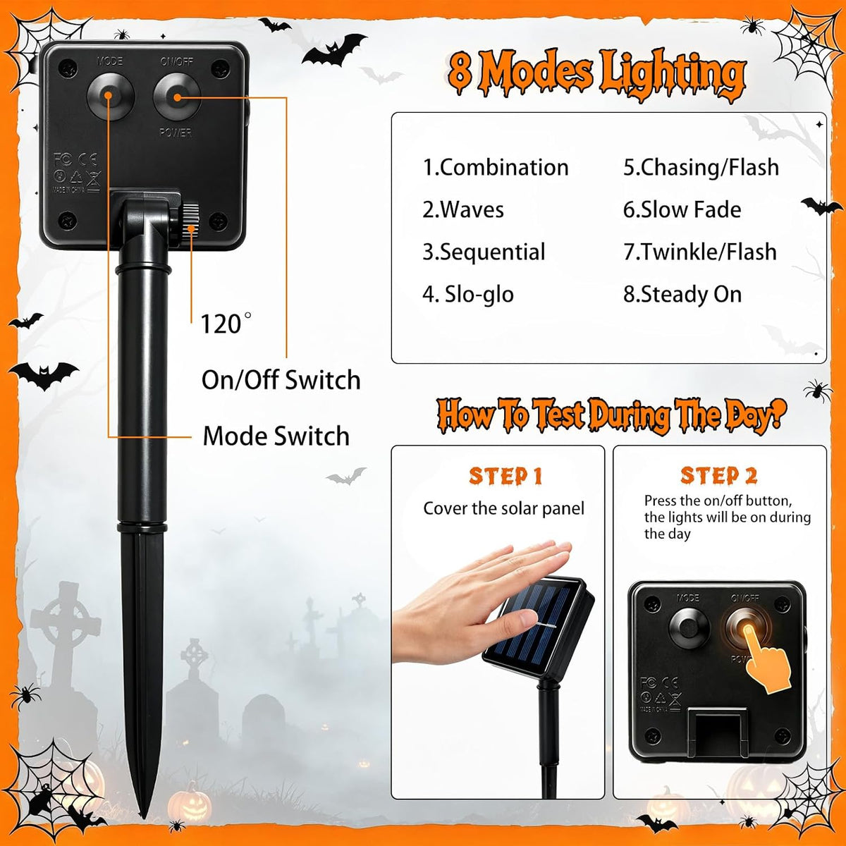 VOOKRY 12Pack Solar Pumpkin Lights for Halloween Decorations Outdoor