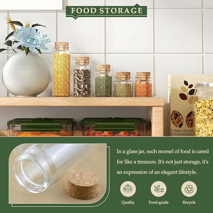 JIUYUE 10 pcs 20 ml Glass Bottles with Cork,Storage Bottles for Liquids(0.67 oz-1.45x1.57 inch)