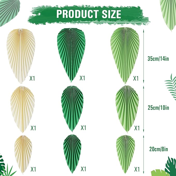 Easy Joy Paper Leaves Decorations for Wall Paper Fans Classroom Decoration Leaves Backdrop Decor Wall Decor,Set of 9